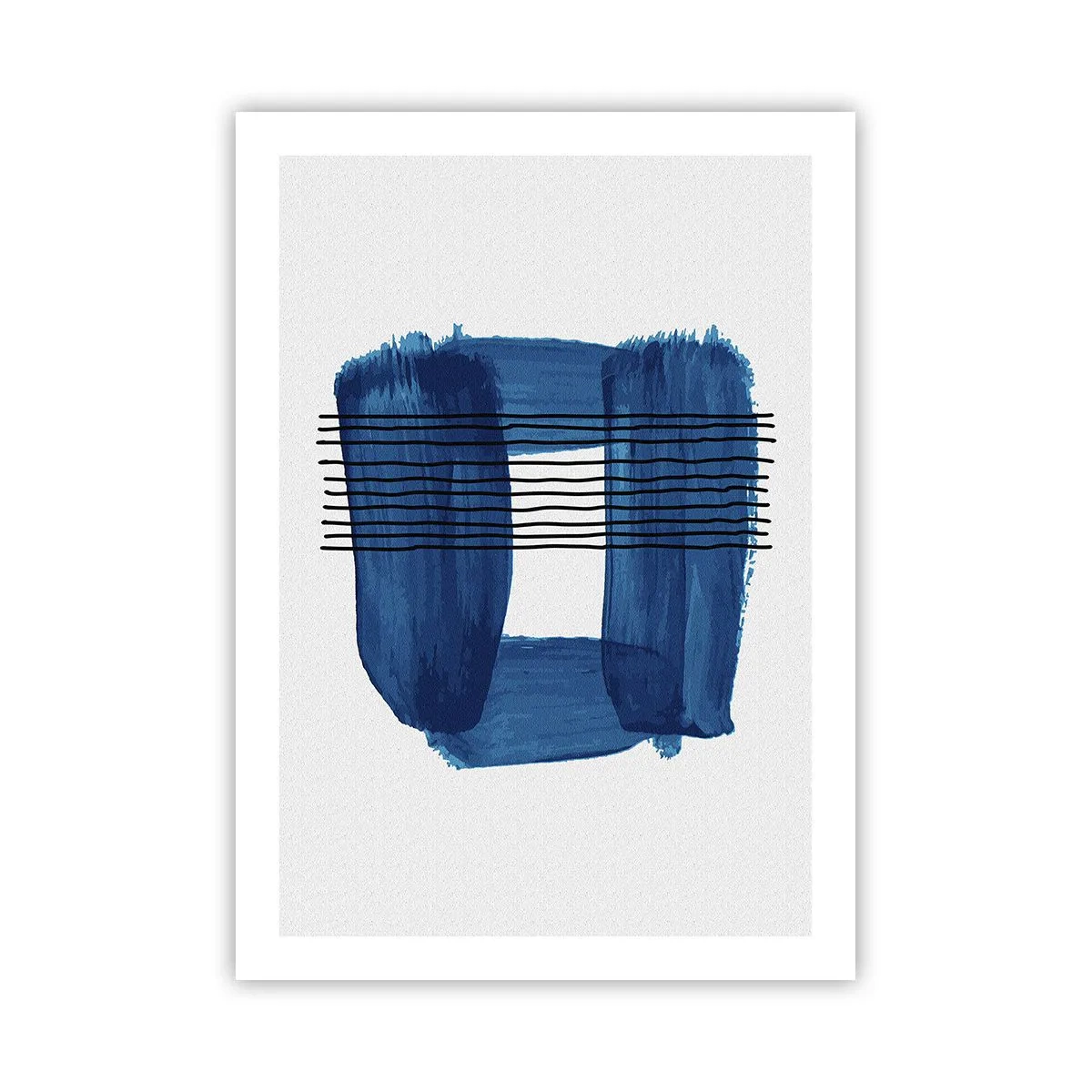 Póster - Composición abstracta en tonos azules - 50x70cm - Composición azul y negra - Decoración de pared moderna para salón y dormitorio ARTTOR