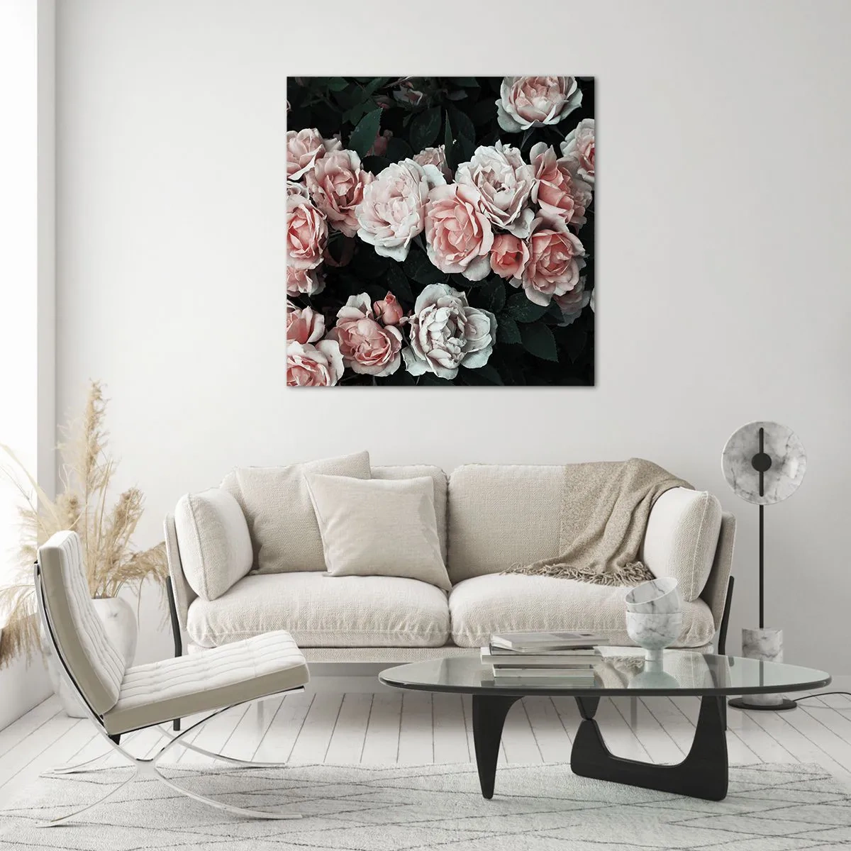 Cuadro sobre vidrio - Impresiones sobre Vidrio - Conjunto de rosas - 70x70 cm