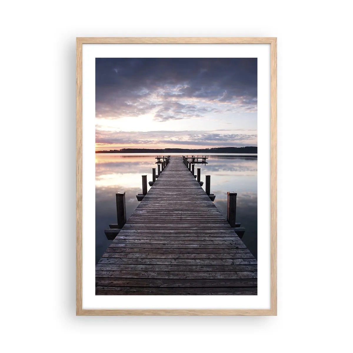 Póster en marco roble claro - Frontera silenciosa del día y la noche - 50x70 cm