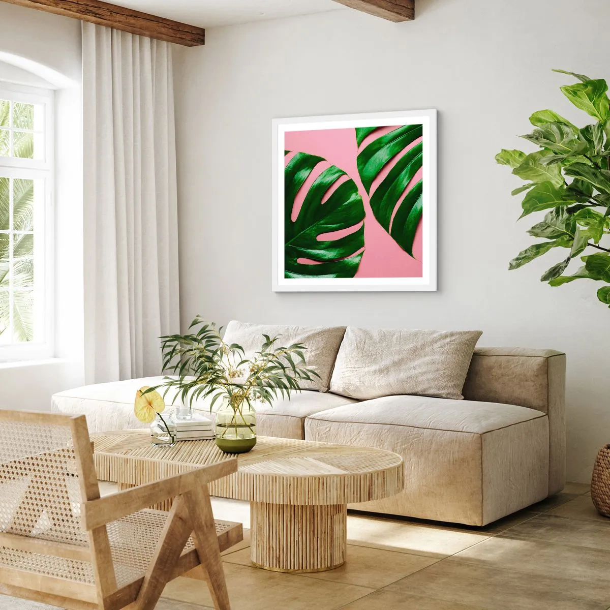 Póster en marco blanco - Cita con el verde - 60x60 cm