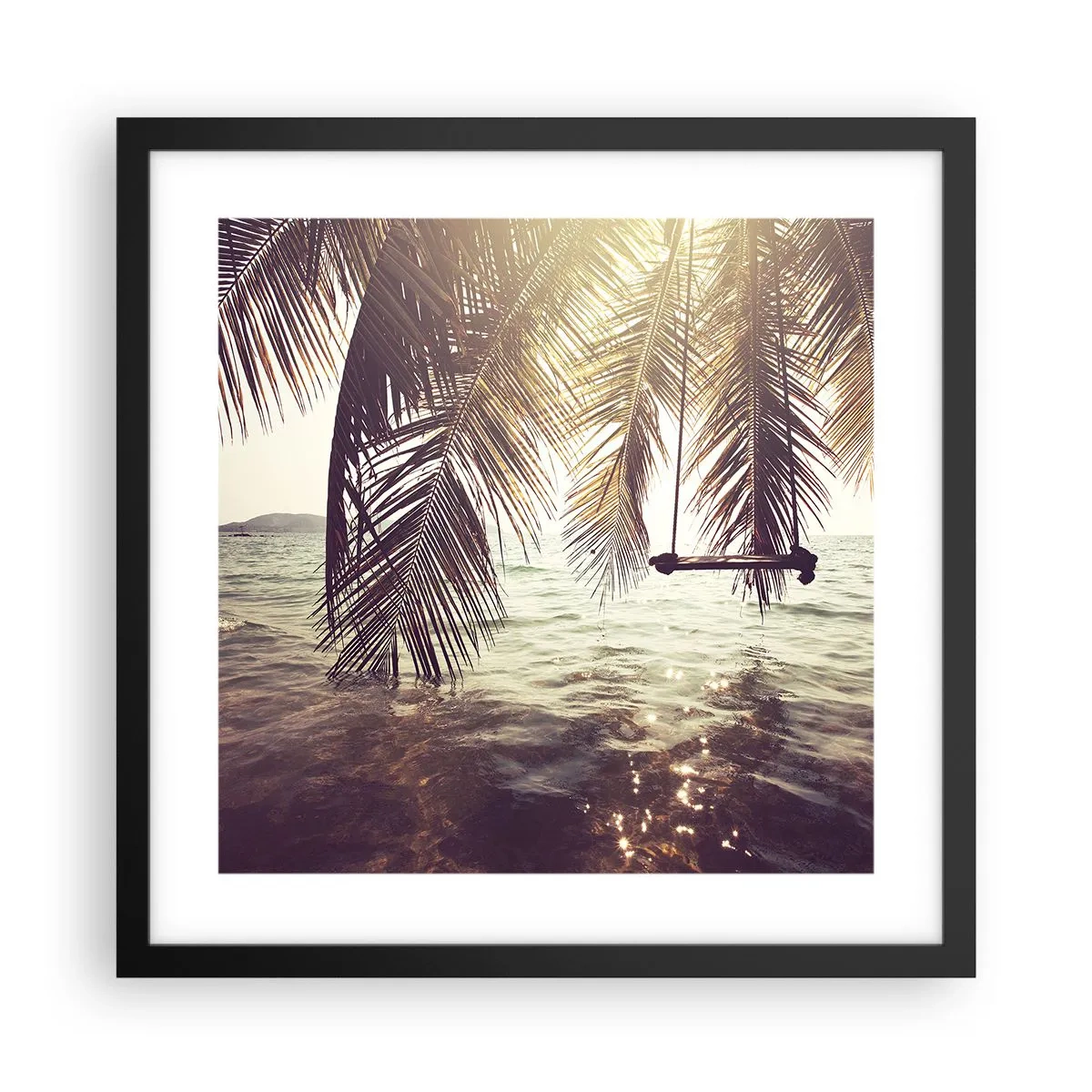 Póster en marco negro - Columpiar la imaginación - 40x40 cm