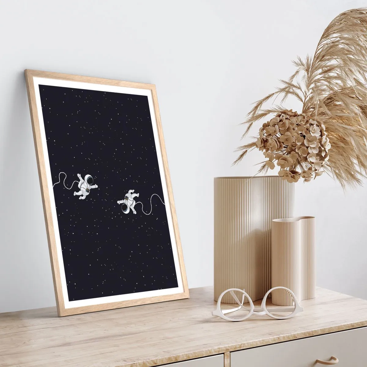 Póster en marco roble claro - Danza cósmica - 70x100 cm