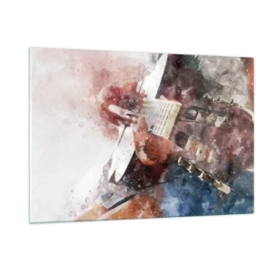 Cuadro sobre vidrio - Impresiones sobre Vidrio - Una pintura de acuarela de un guitarrista artístico. - 120x80cm - ¿Y qué opinas? - Decoración de pared moderna para salón y dormitorio ARTTOR