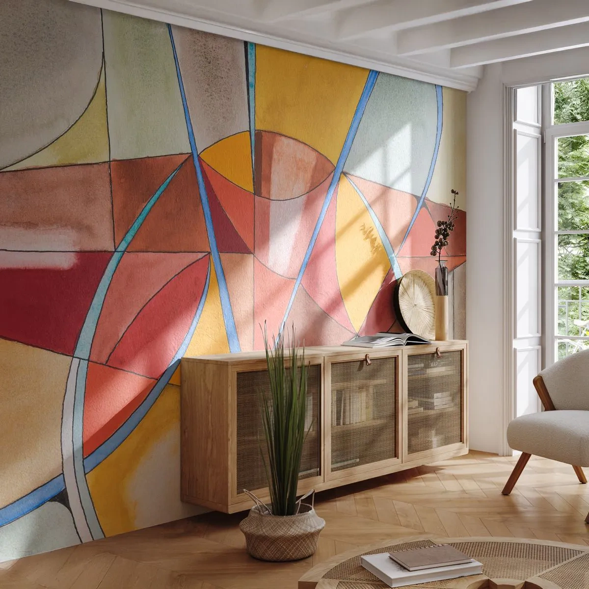 Fotomural Standard Eco - Carrusel de sueños - Abstracción, Pedazo, Patrón moderno - 200x140 cm