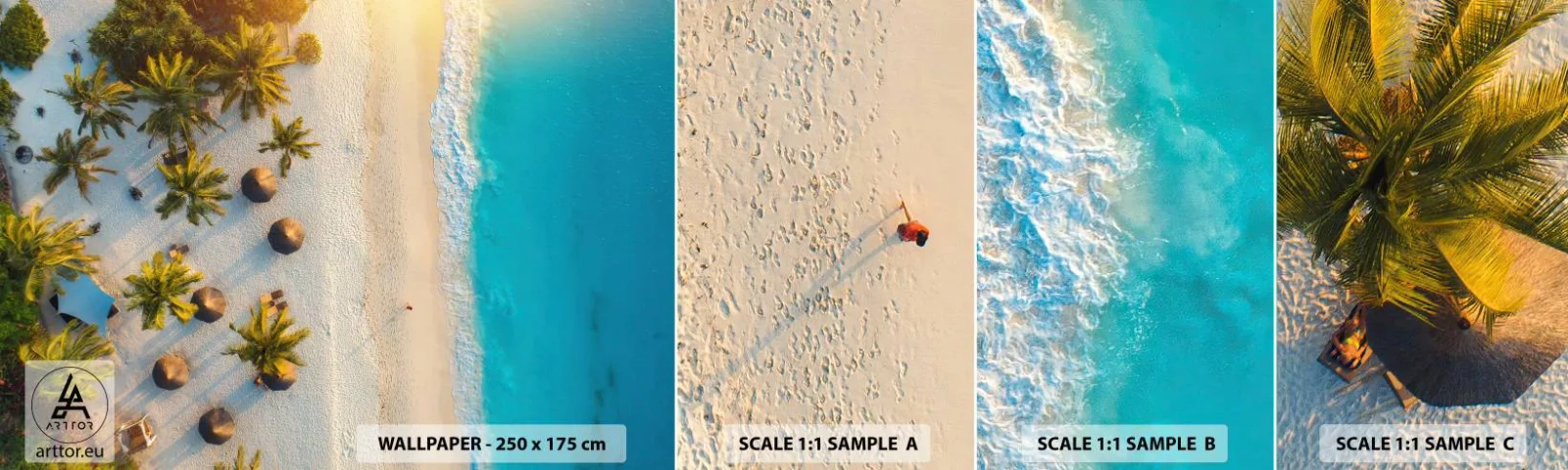 Muestra De Fotomural Standard Eco - Bienvenidos al paraíso - Playa, palmeras, Exotismo - 100x30 cm