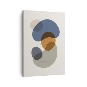 Cuadro sobre lienzo - Impresión de Imagen - Formas abstractas coloridas en tonos de azul y marrón. - 50x70cm - Gotas de color - Decoración de pared moderna para salón y dormitorio ARTTOR