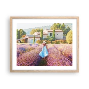 Póster en marco roble claro - La chica de la lavanda - 50x40 cm