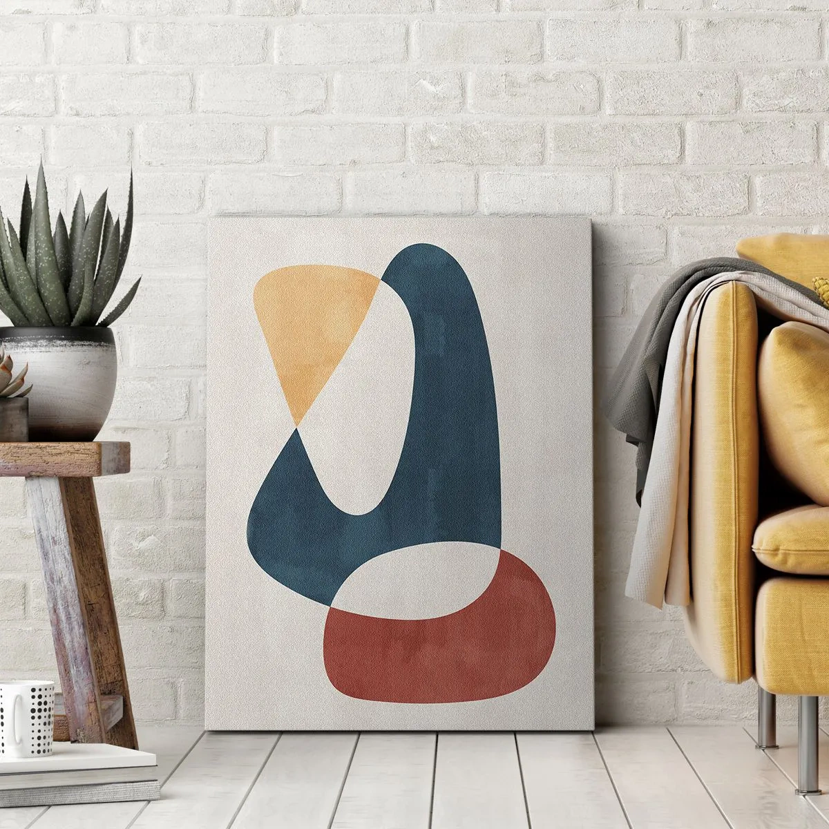 Cuadro sobre lienzo - Impresión de Imagen - Formas abstractas en colores armoniosos - 50x70cm - Influencias y metamorfosis - Decoración de pared moderna para salón y dormitorio ARTTOR
