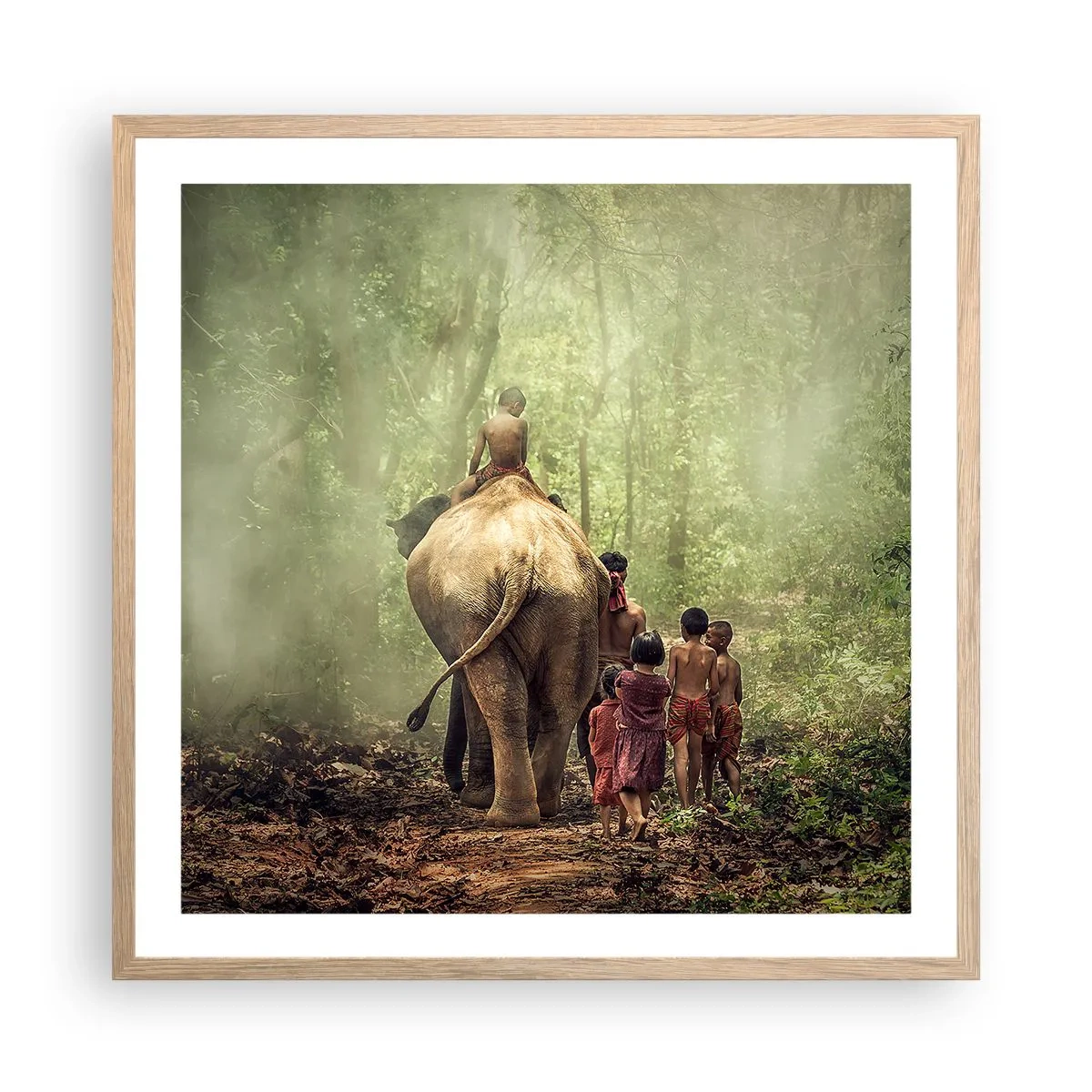 Póster en marco roble claro - El nuevo libro de la selva - 60x60 cm