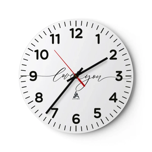 Reloj de pared - Reloj de vidrio - Negro sobre blanco - 30x30 cm
