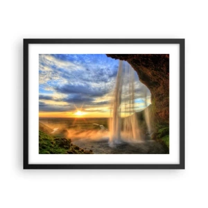 Póster en marco negro - El mundo tras el velo de las gotas - 50x40 cm