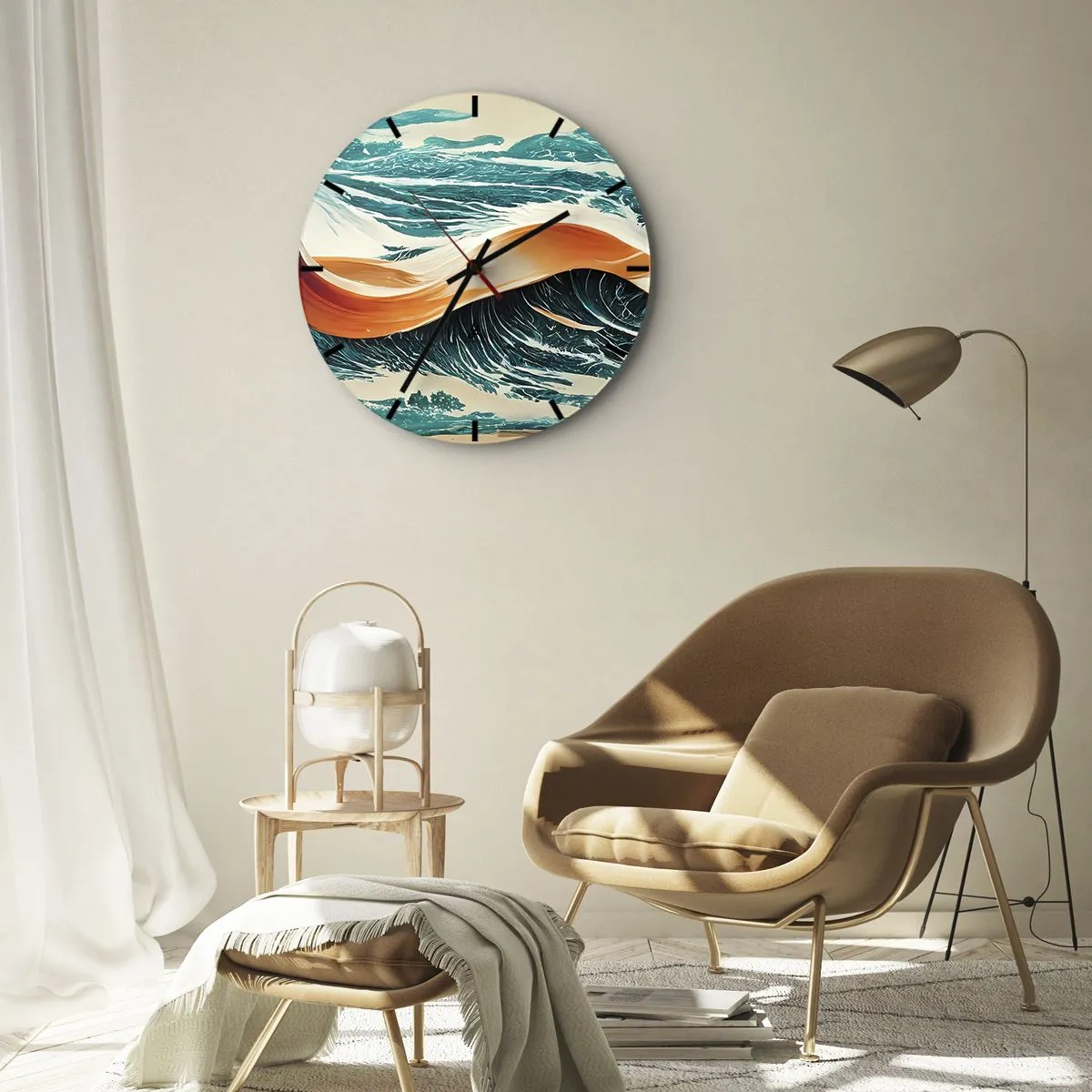Reloj de pared - Reloj de vidrio - El sueño de un surfista - 40x40 cm