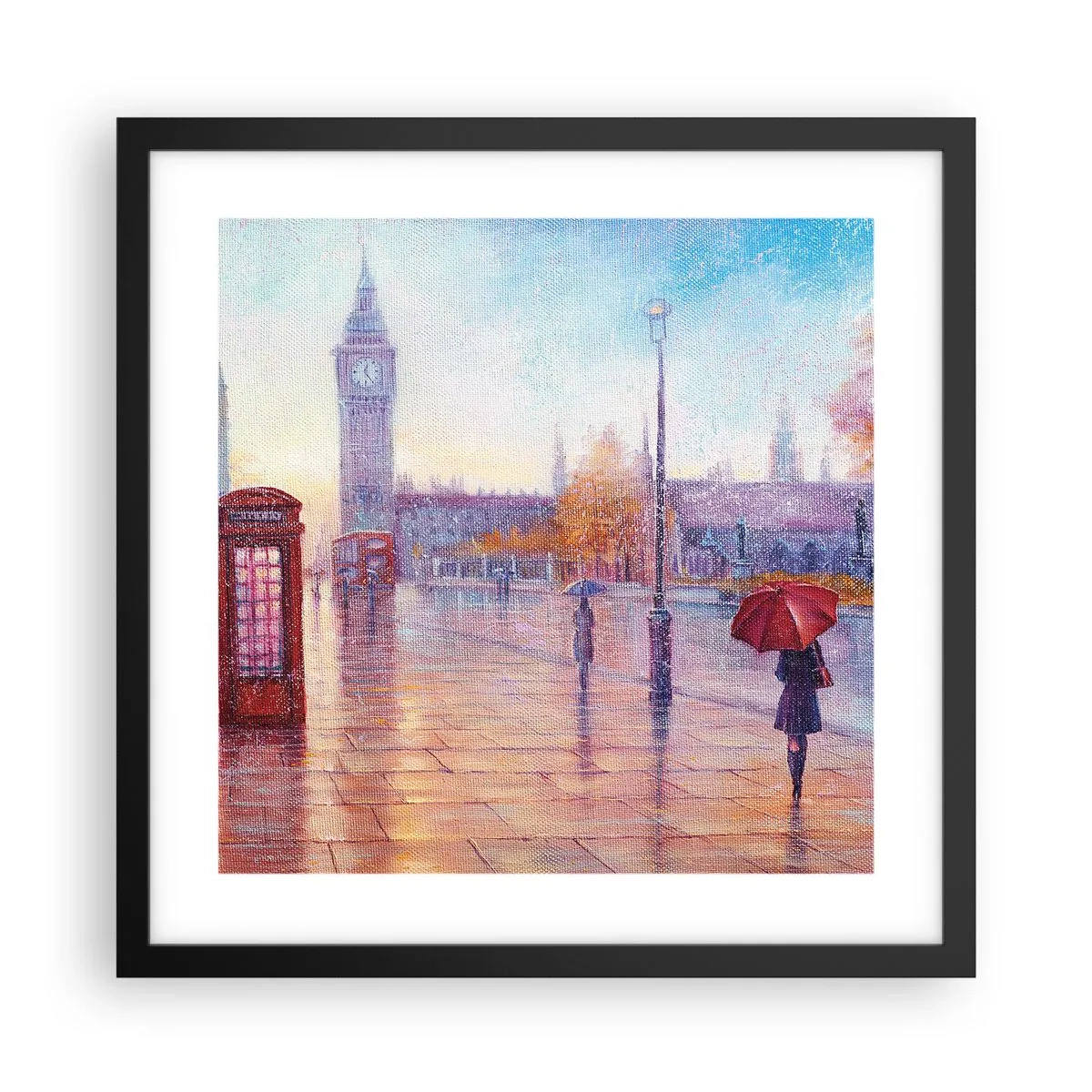 Póster en marco negro - Un día de otoño en Londres - 40x40 cm