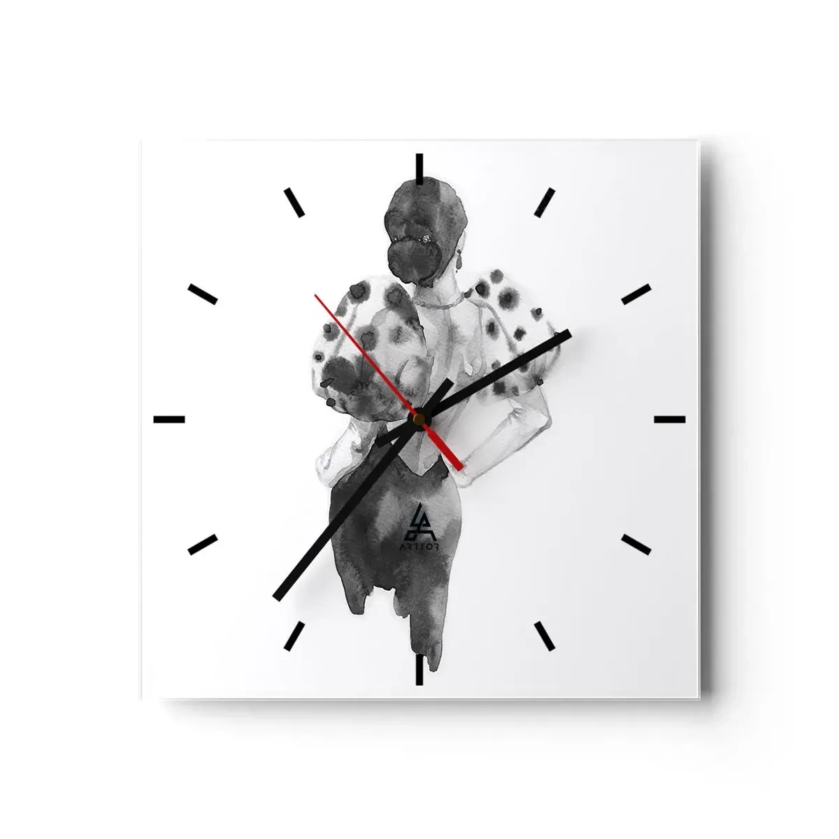 Reloj de pared - Reloj de vidrio - Pasa justo por aquí - 40x40 cm