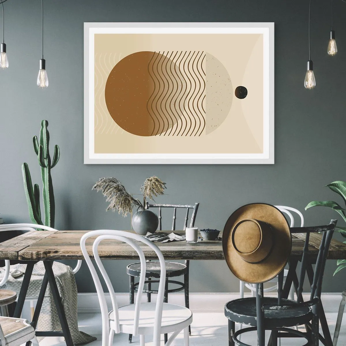 Póster en marco blanco - Sobre el origen de las figuras geométricas - 100x70 cm