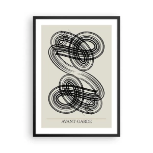Póster en marco negro - Composición abstracta de líneas vanguardistas - 50x70cm - Salió espontáneamente - Decoración de pared moderna para salón y dormitorio ARTTOR