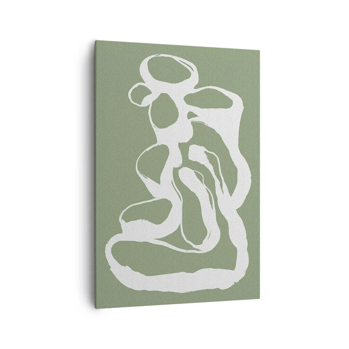 Cuadro sobre lienzo - Impresión de Imagen - Formas orgánicas en blanco sobre fondo verde. - 70x100cm - La llamada del espacio - Decoración de pared moderna para salón y dormitorio ARTTOR