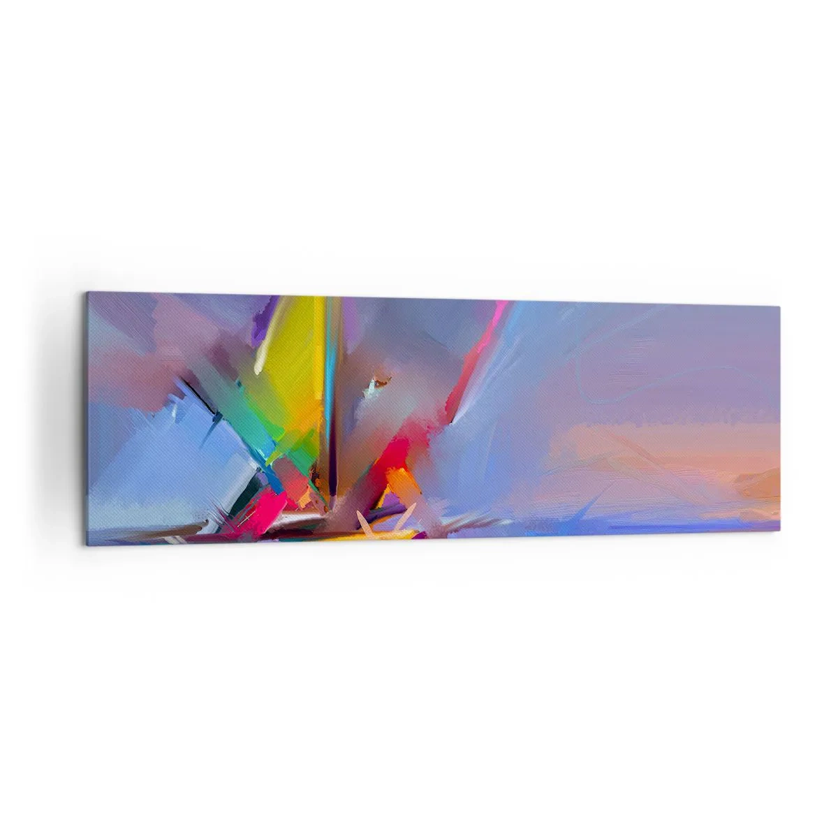 Cuadro sobre lienzo - Impresión de Imagen - Composición abstracta con colores intensos. - 160x50cm - Como un pájaro - Decoración de pared moderna para salón y dormitorio ARTTOR