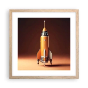 Póster en marco roble claro - Comienza con un sueño - 40x40 cm