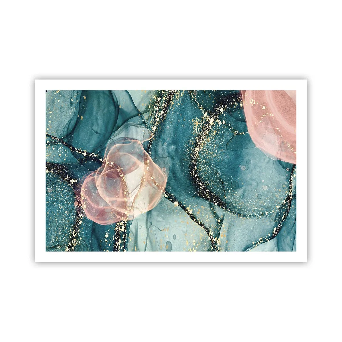 Póster - Seda azul, tul rosa - 91x61 cm