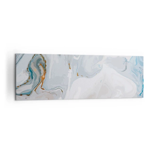 Cuadro sobre lienzo - Impresión de Imagen - Ondas abstractas en tonos azules y blancos - 160x50cm - Blanco fusión - Decoración de pared moderna para salón y dormitorio ARTTOR