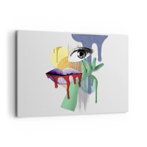 Cuadro sobre lienzo - Impresión de Imagen - Retrato deconstruido con elementos abstractos - 100x70cm - Un retrato deconstruido - Decoración de pared moderna para salón y dormitorio ARTTOR