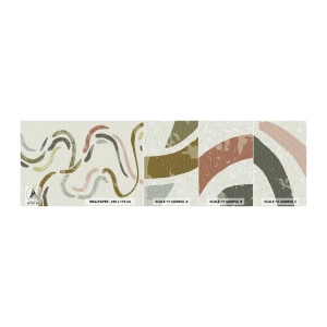 Muestra de fotomural autoadhesivo Deluxe Sticker - La alegre danza de la abstracción - Pastel, minimalista, Brillante - 100x30 cm