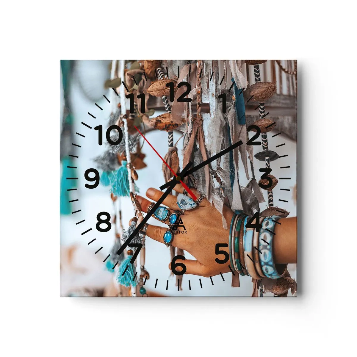 Reloj de pared - Reloj de vidrio - Tesoros locales - 40x40 cm