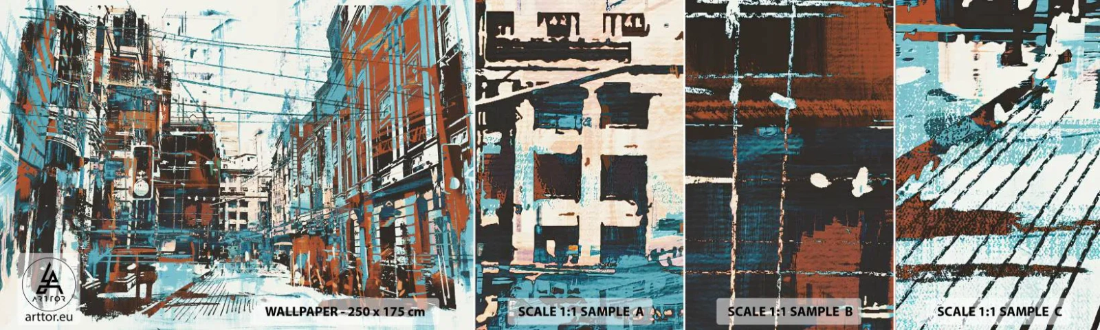 Muestra de fotomural autoadhesivo Deluxe Sticker - El sendero de la ciudad - Ciudad, Arquitectura, Pedazo - 100x30 cm