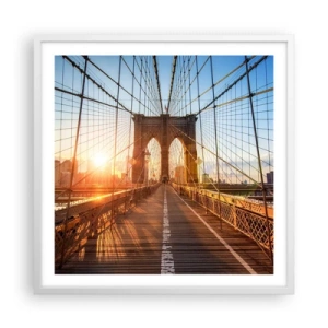 Póster en marco blanco - En el puente dorado - 60x60 cm