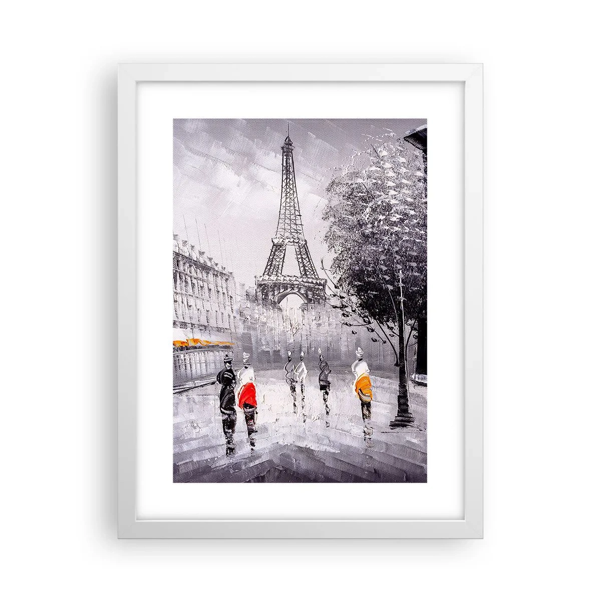 Póster en marco blanco - Un paseo parisino - 30x40 cm