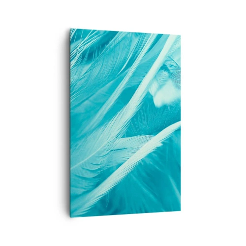 Cuadro sobre lienzo - Impresión de Imagen - Delicadas plumas turquesas en primer plano - 80x120cm - Un manto real - Decoración de pared moderna para salón y dormitorio ARTTOR