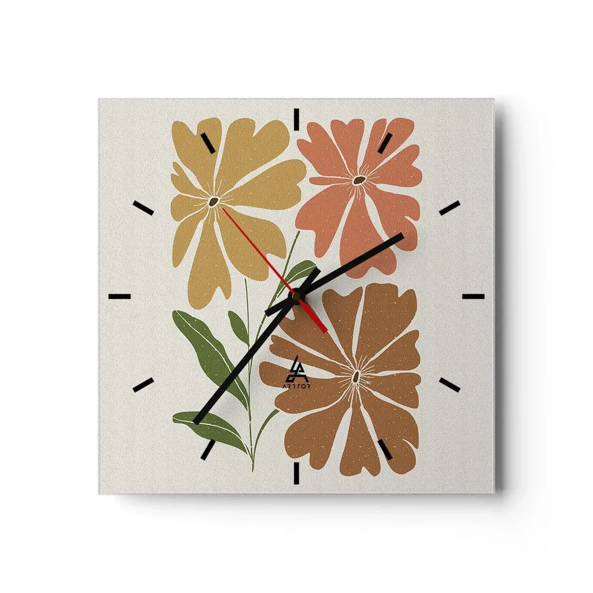 Reloj de pared - Reloj de vidrio - Naturaleza y geometría - 40x40 cm