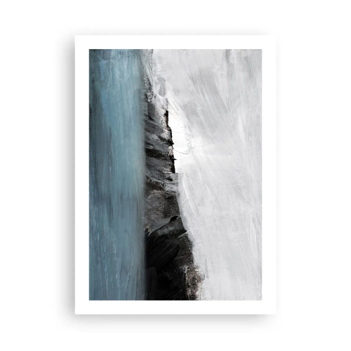 Póster - Composición abstracta de una costa rocosa y el océano. - 50x70cm - Agua - tierra: un choque de elementos - Decoración de pared moderna para salón y dormitorio ARTTOR