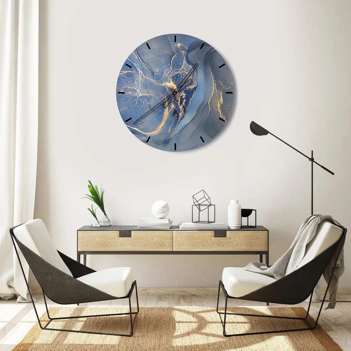 Reloj de pared - Reloj de vidrio - Polvo de oro - 40x40 cm