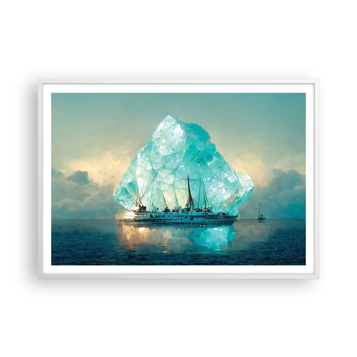 Póster en marco blanco - Diamante ártico - 100x70 cm