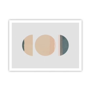 Póster - Formas geométricas abstractas en colores pastel - 100x70cm - Círculo tras círculo - Decoración de pared moderna para salón y dormitorio ARTTOR