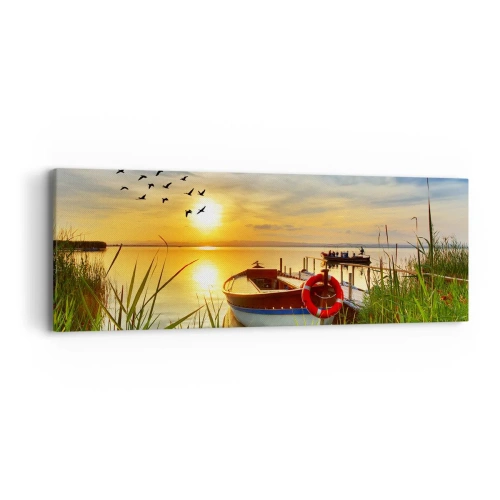 Cuadro sobre lienzo - Impresión de Imagen - Los cormoranes están volando - 90x30 cm