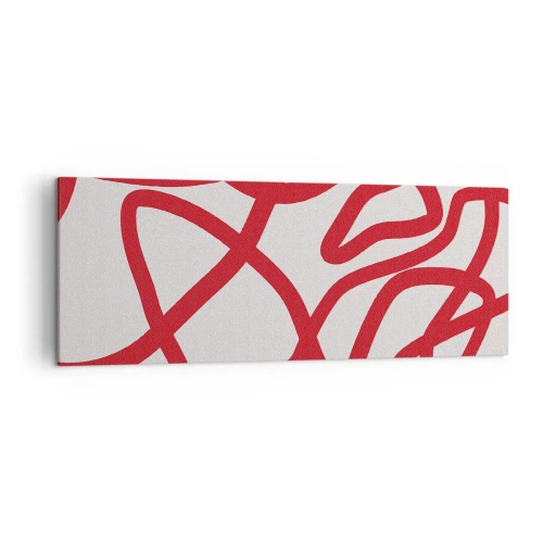 Cuadro sobre lienzo - Impresión de Imagen - Líneas abstractas rojas sobre un fondo blanco - 140x50cm - Rojo sobre blanco - Decoración de pared moderna para salón y dormitorio ARTTOR