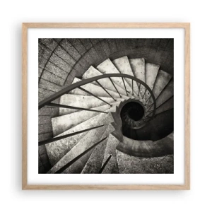 Póster en marco roble claro - Escaleras arriba, escaleras abajo - 50x50 cm
