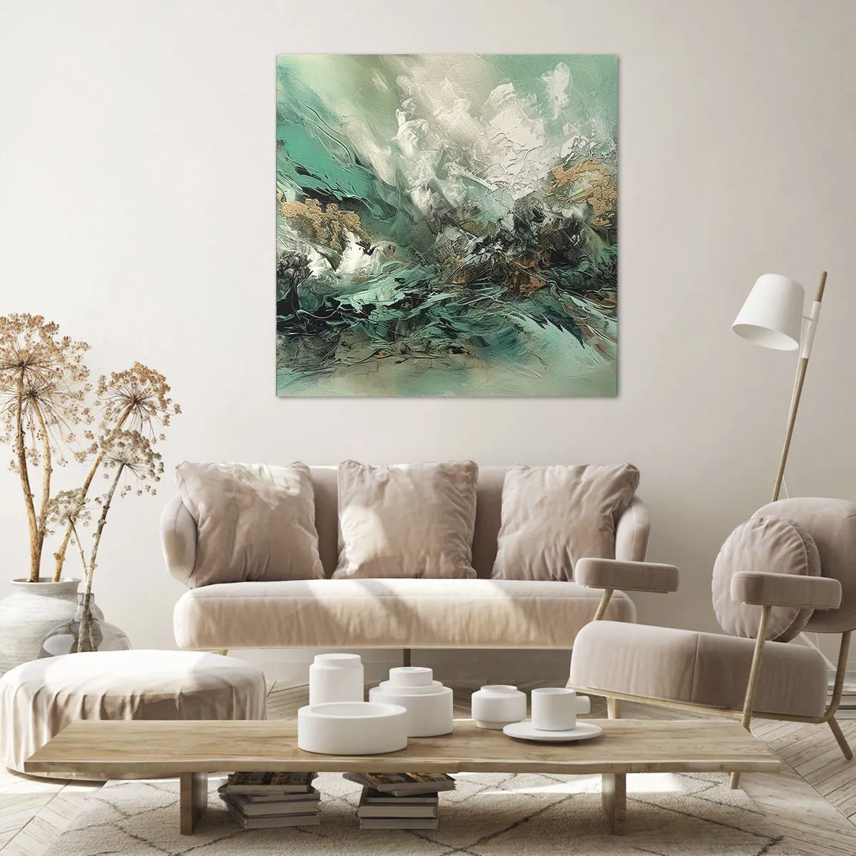 Cuadro sobre lienzo - Impresión de Imagen - Hervor negro esmeralda - 40x40 cm