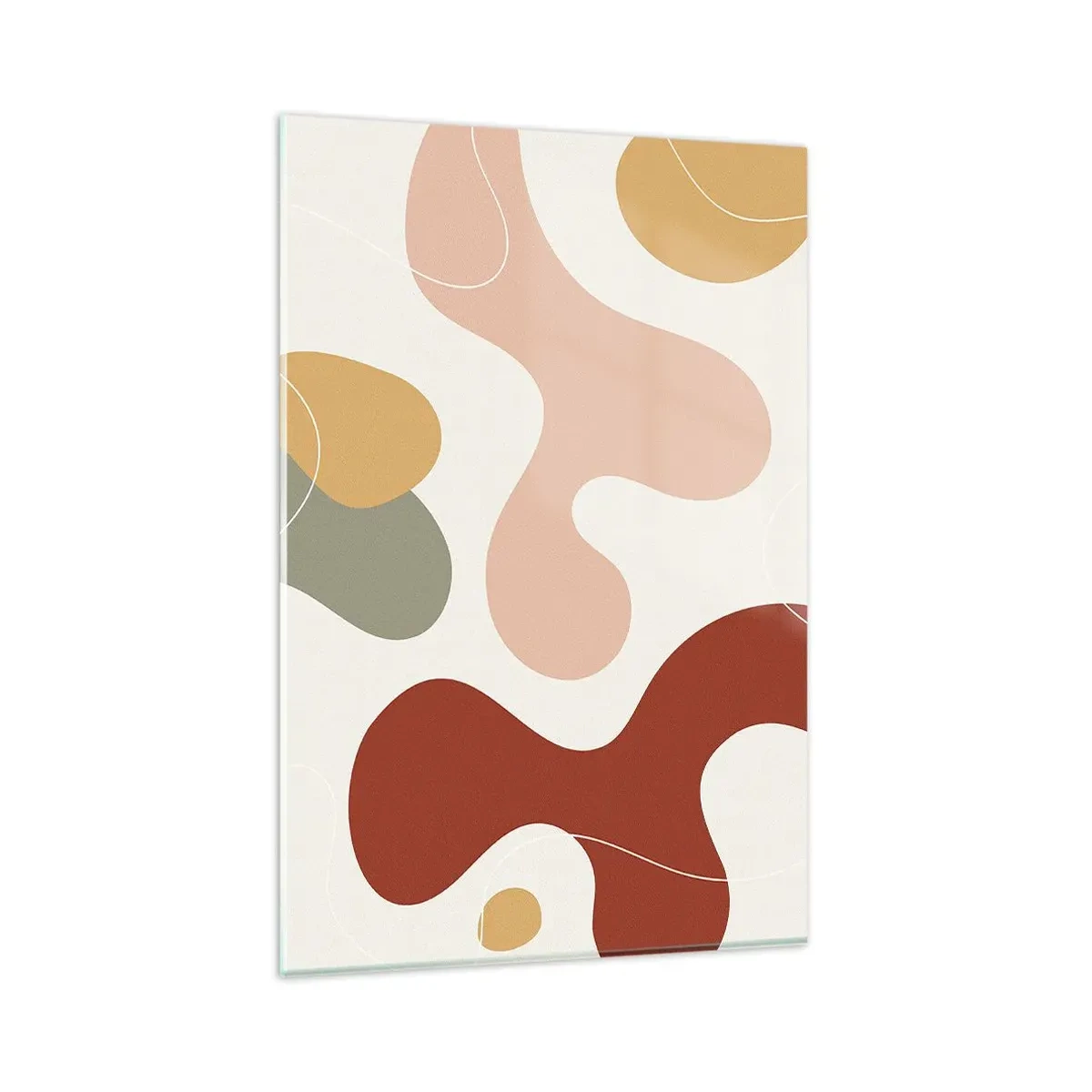 Cuadro sobre vidrio - Impresiones sobre Vidrio - Una composición abstracta en tonos pastel con formas dinámicas. - 80x120cm - La esencia de la pintura - Decoración de pared moderna para salón y dormitorio ARTTOR