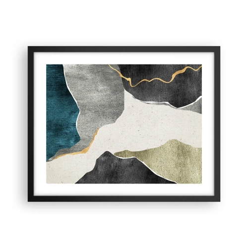 Póster en marco negro - Composición en mosaico con una hebra de oro - 50x40 cm