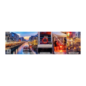 Muestra de fotomural autoadhesivo Deluxe Sticker - Una noche de luz y diversión - Ciudad, Milán, Italia - 100x30 cm