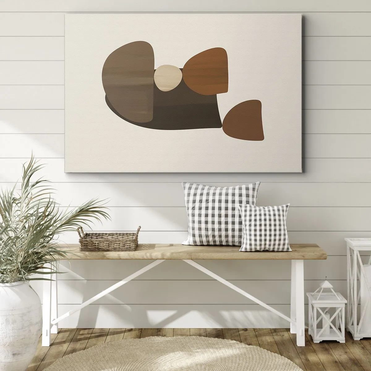 Cuadro sobre lienzo - Impresión de Imagen - Composición abstracta en tonos marrones y beige. - 70x50cm - Composición en bronce - Decoración de pared moderna para salón y dormitorio ARTTOR