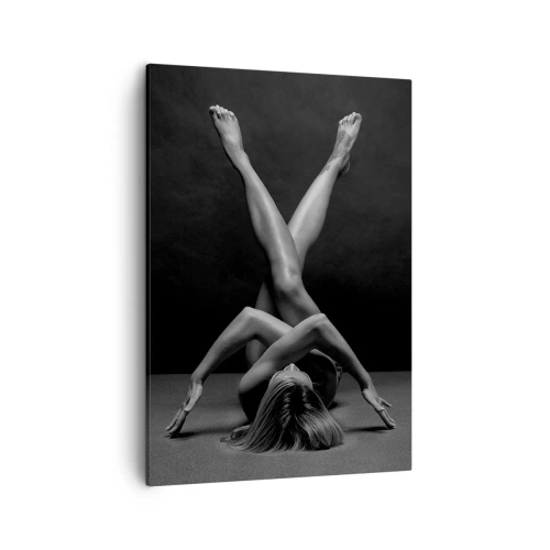 Cuadro sobre lienzo - Impresión de Imagen - Una interpretación artística de una mujer en blanco y negro. - 50x70cm - Geometría al desnudo - Decoración de pared moderna para salón y dormitorio ARTTOR
