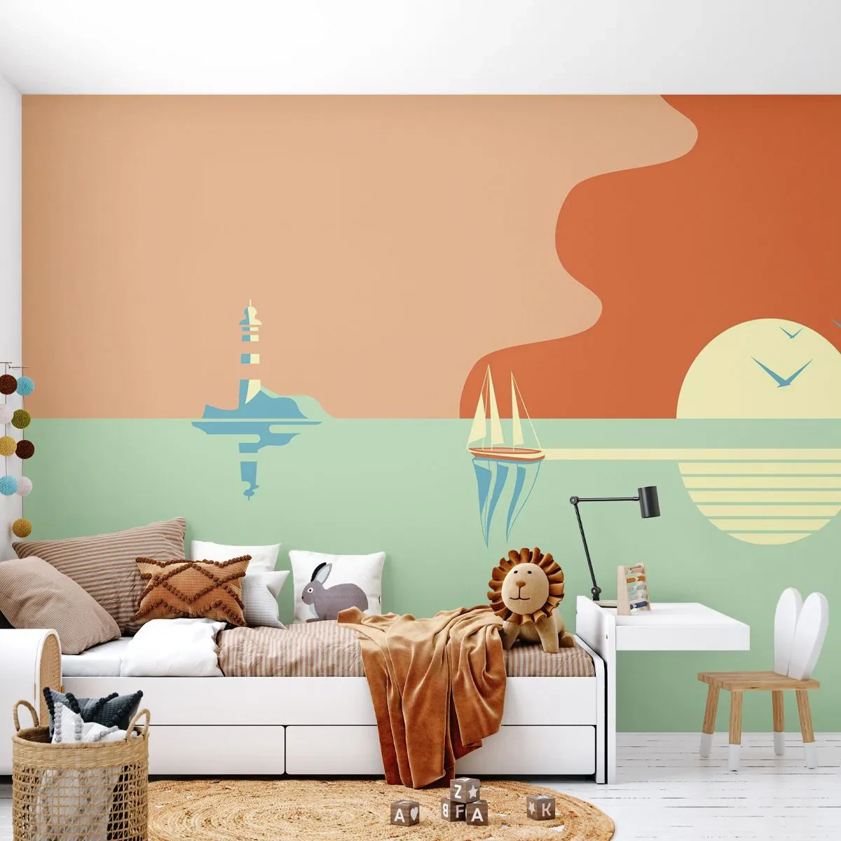 Fotomural Premium Canvas - Un paisaje marino perfecto - Abstracción, Velero, Linterna - 250x175 cm