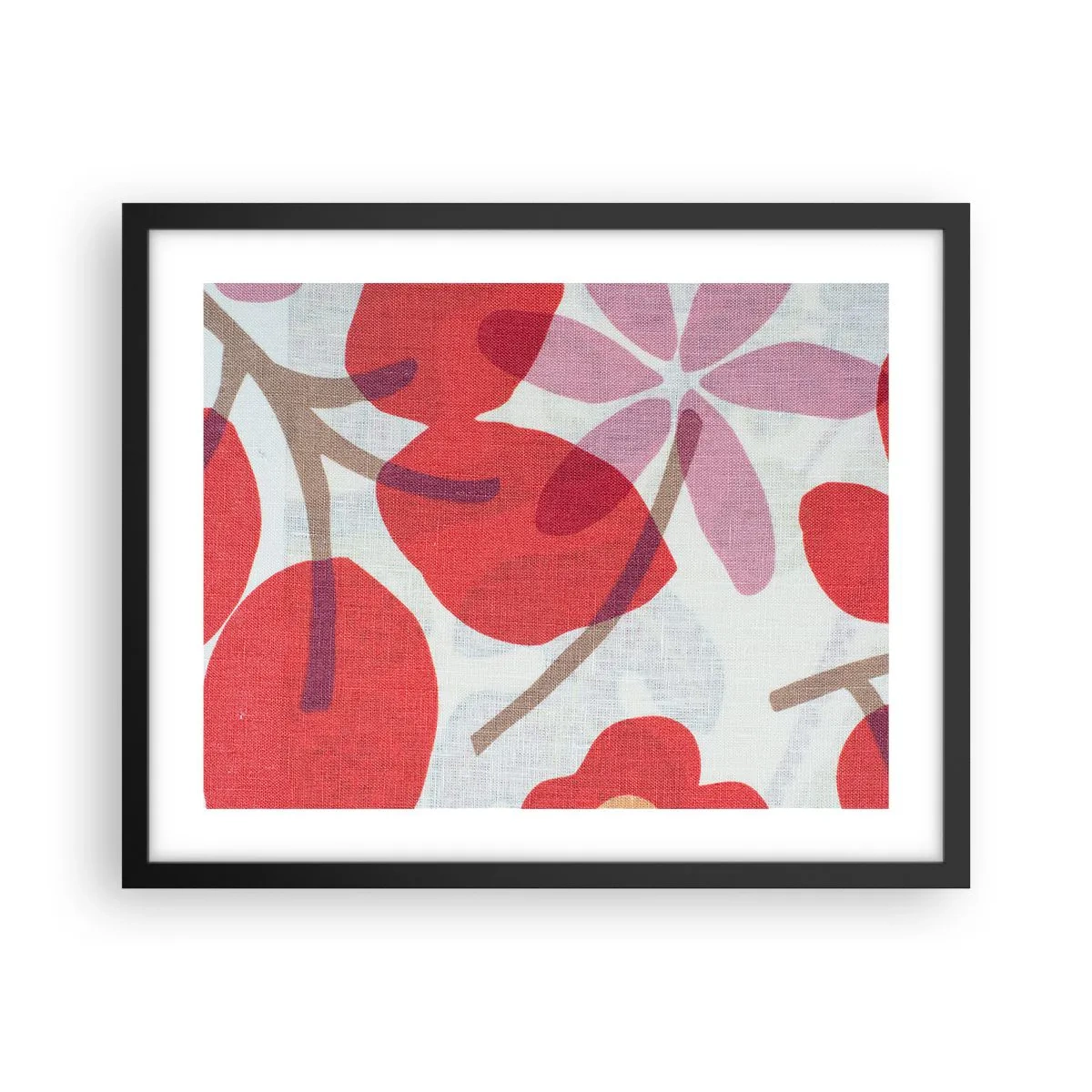 Póster en marco negro - Composición floral en rosa - 50x40 cm