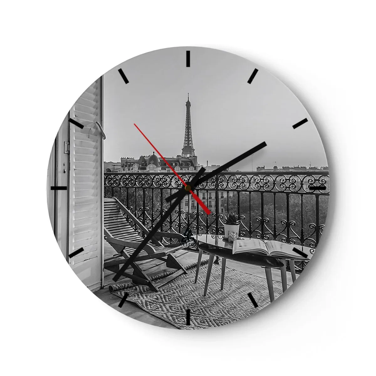 Reloj de pared - Reloj de vidrio - Una tarde parisina - 40x40 cm