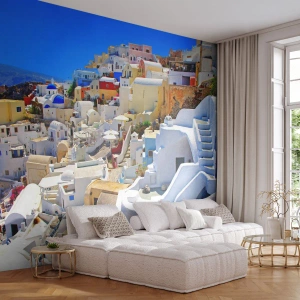 Fotomural Autadhesivo Deluxe Sticker - Sueño de un verano griego - Arquitectura, Paisaje, Santorini - 100x70 cm